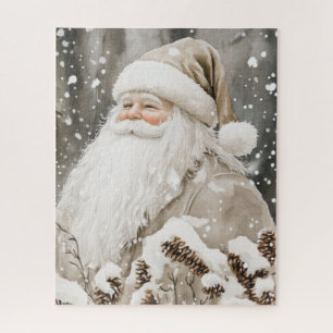 Santa Claus Schnee Kiefern Puzzle