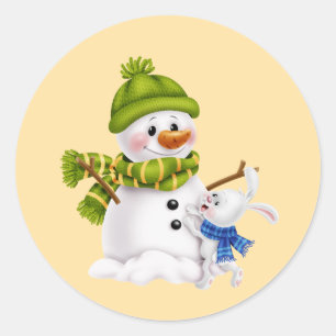 Santa Claus Schneemann Weihnachten & Runder Aufkleber