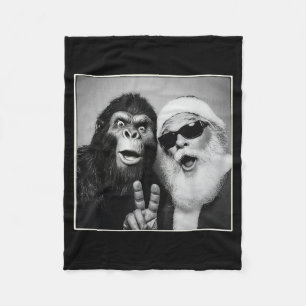 Santa Claus Selfie Bigfoot Weihnachten Lustig Sasq Fleecedecke