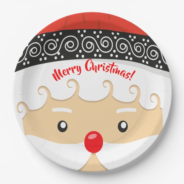 Santa Claus Selfie Pappteller (Vorderseite)