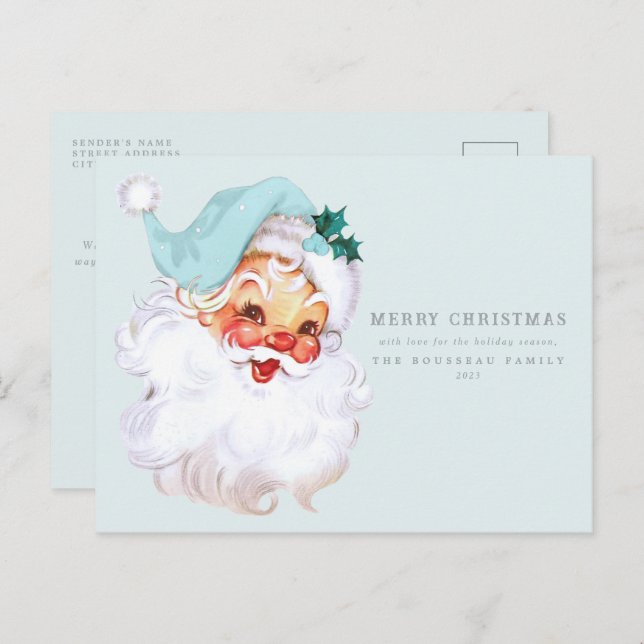 Santa Claus Shabby Chic Holiday Postkarte (Vorne/Hinten)