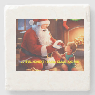 Santa Claus Sharing Joy mit einem Kind Steinuntersetzer