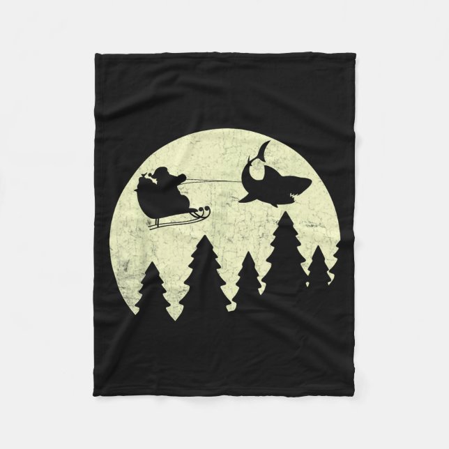 Santa Claus Shark Sleigh Christmas Funny  Fleecedecke (Vorderseite)