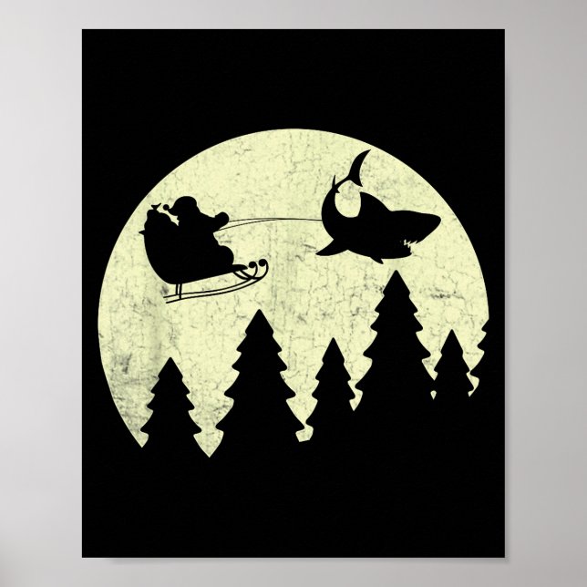 Santa Claus Shark Sleigh Christmas Funny  Poster (Vorne)