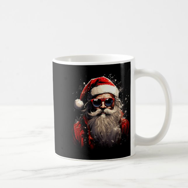 Santa Claus Silhouette Christmas Sungles Caricatur Kaffeetasse (Rechts)