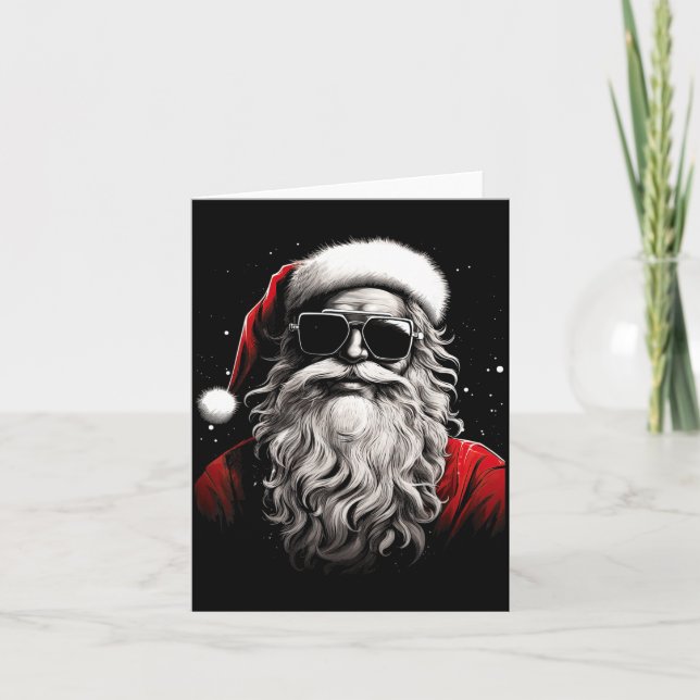 Santa Claus Silhouette Christmas Sungles Caricatur Karte (Vorderseite)