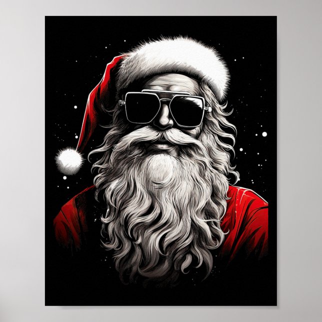 Santa Claus Silhouette Christmas Sungles Caricatur Poster (Vorne)