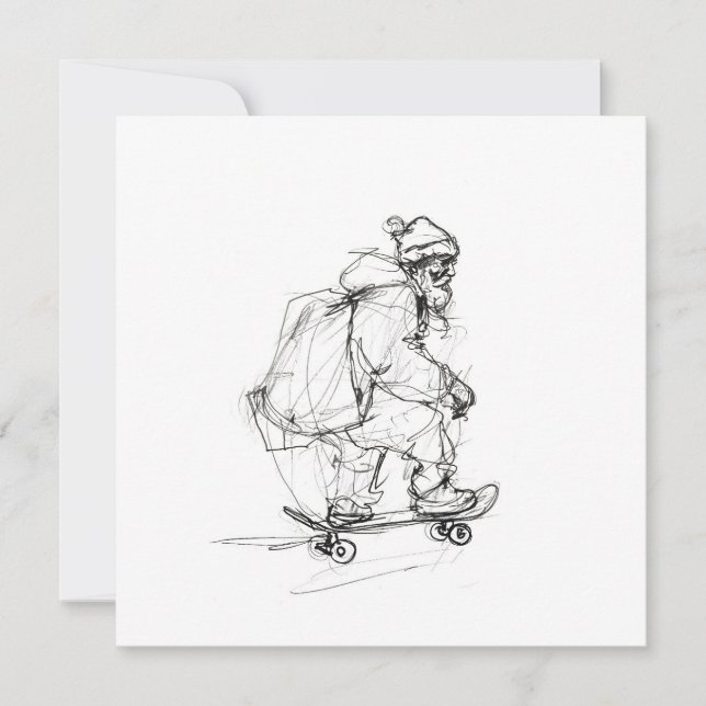 Santa Claus Skateboarding mit Presets Einladung (Vorderseite)