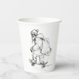 Santa Claus Skateboarding mit Presets Pappbecher