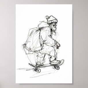 Santa Claus Skateboarding mit Presets Poster