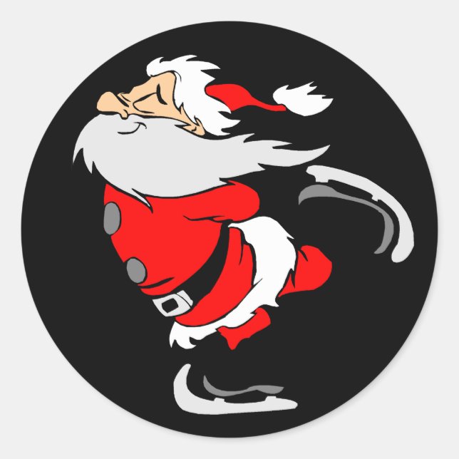 Santa Claus Skaten Runder Aufkleber (Vorderseite)