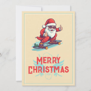 Santa Claus Skater Cartoon Illustration Feiertagskarte