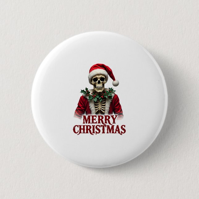 Santa Claus Skeleton Outfit Skull Funny Christmas  Button (Vorderseite)
