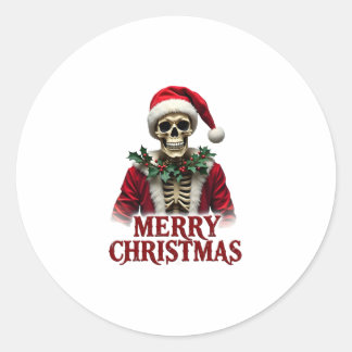 Santa Claus Skeleton Outfit Skull Funny Christmas  Runder Aufkleber
