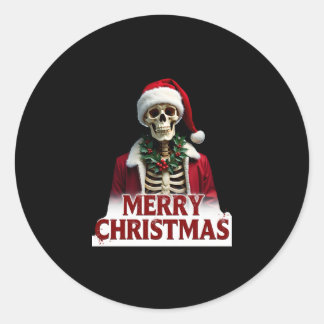 Santa Claus Skeleton Outfit Skull Funny Christmas  Runder Aufkleber