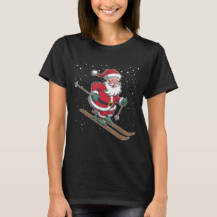 Santa Claus Skifahren Weihnachten Sport Xmas Urlau T-Shirt