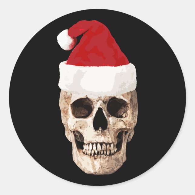 Santa Claus Skull - Weihnachten ist tot Runder Aufkleber (Vorderseite)