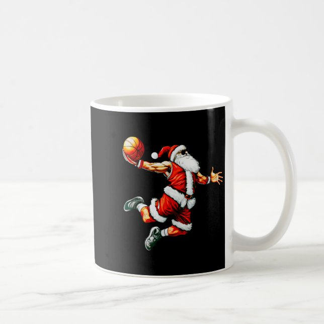 Santa Claus Slam Dunk Basketball Hoop Christmas Pa Kaffeetasse (Rechts)