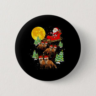 Santa Claus Sleigh & Reindeer Foxes Xmas Pajam Button