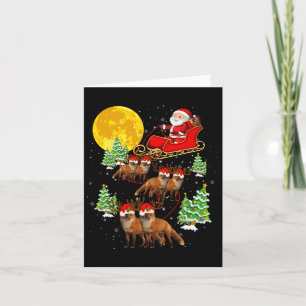 Santa Claus Sleigh & Reindeer Foxes Xmas Pajam Karte