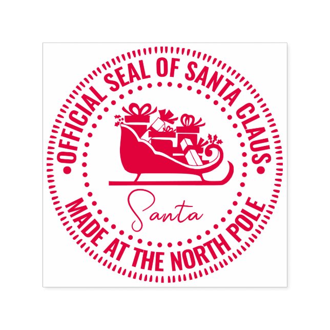 Santa Claus Sleigh “Official Seal” Made North Pole Permastempel (Design)