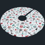 Santa Claus Sleigh Rentierzucht Frische Pasta mach Polyester Weihnachtsbaumdecke<br><div class="desc">Schönes,  zeitgenössisches Bild des Weihnachtsmannes auf seinem Schlitten,  der von Rentieren,  Weihnachtsbäumen,  Bausteinen und Bonbons gezogen wird.</div>