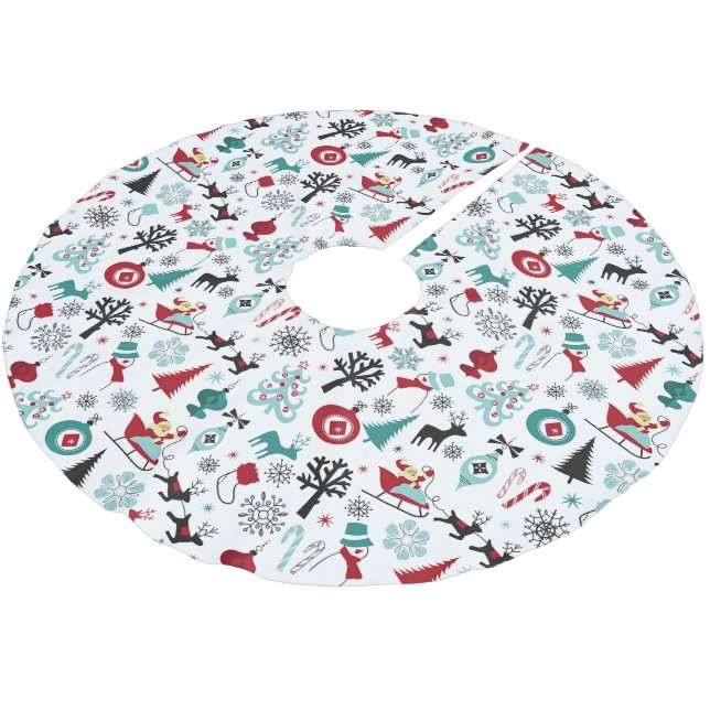 Santa Claus Sleigh Rentierzucht Frische Pasta mach Polyester Weihnachtsbaumdecke (Schrägansicht)