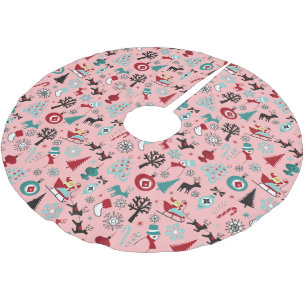 Santa Claus Sleigh Rentierzucht Frische Pasta mach Polyester Weihnachtsbaumdecke