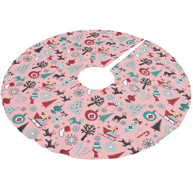 Santa Claus Sleigh Rentierzucht Frische Pasta mach Polyester Weihnachtsbaumdecke (Schrägansicht)