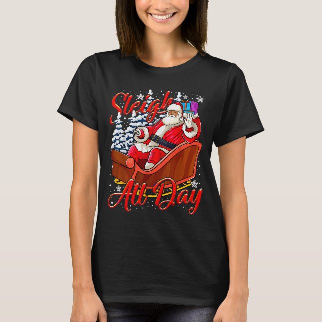 Santa Claus Sleigh Toys Black African American Chr T-Shirt (Vorderseite)
