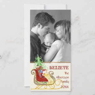 Santa Claus Sleigh Weihnachts-Fotokarte Feiertagskarte