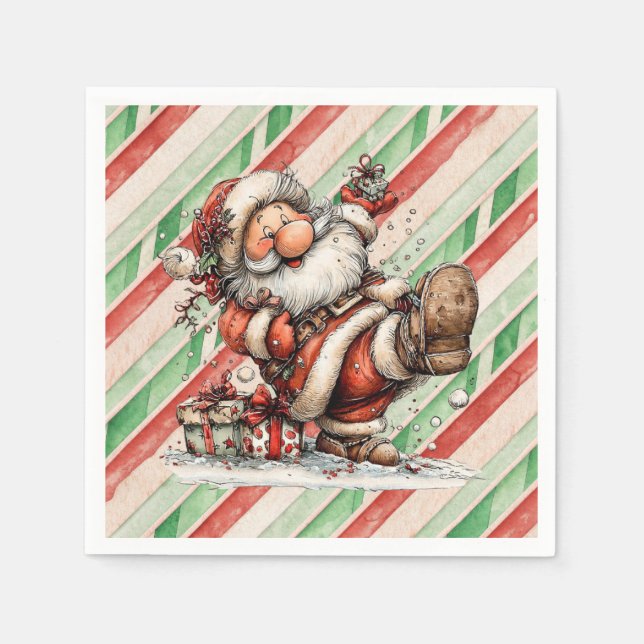 Santa Claus Slipping In the Snow Serviette (Vorderseite)