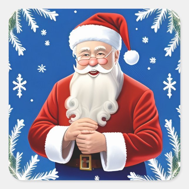 Santa Claus Smiling Quadratischer Aufkleber (Vorderseite)