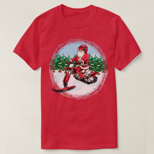 Santa Claus Snowbike Snowmobile Motorradfahrer C T-Shirt (Design vorne)