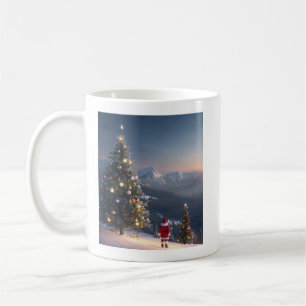Santa Claus Snowy Mountain Tasse   Weihnachtsbaum