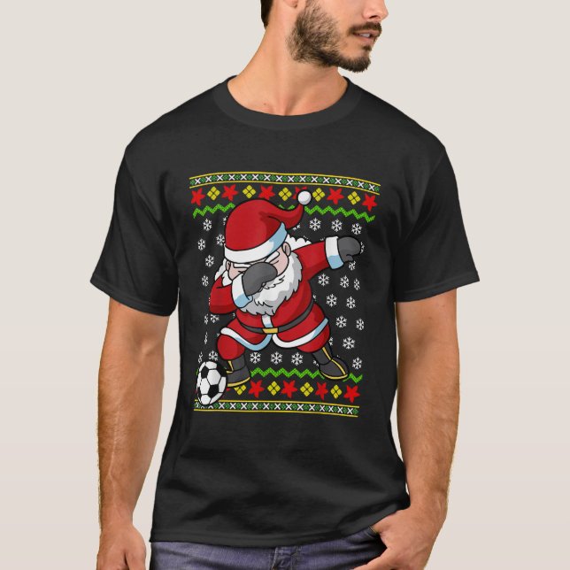 Santa Claus Soccer Dabbing Uggys Kind T-Shirt (Vorderseite)