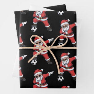 Santa Claus Soccer Dabbing Weihnachtsgeschenk Geschenkpapier Set