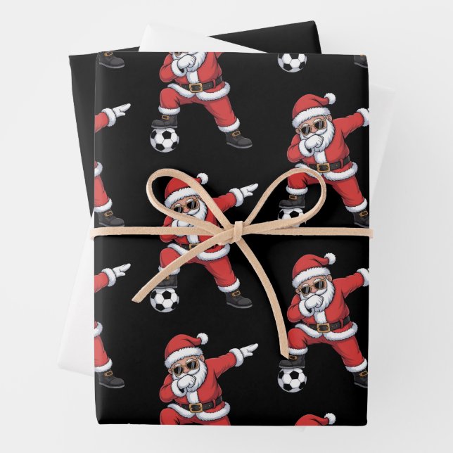 Santa Claus Soccer Dabbing Weihnachtsgeschenk Geschenkpapier Set (Beispiel)