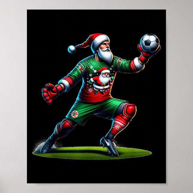 Santa Claus Soccer Goalie Christmas Xmas  Poster (Vorne)