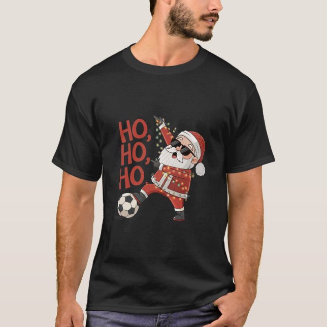 Santa Claus Soccer Player with Christmas Lights T-Shirt (Vorderseite)