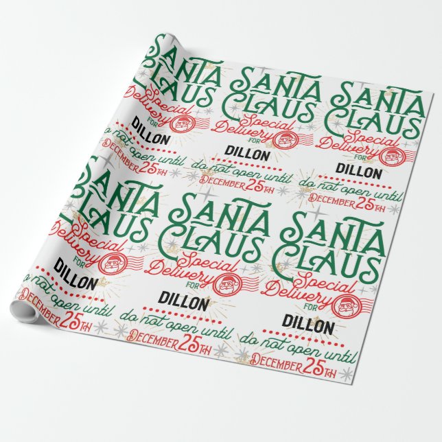 Santa Claus Special Delivery Wrapping Paper Geschenkpapier (Ungerollt)