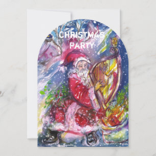 SANTA CLAUS SPIELEN HARP CHRISTMAS PARTY INVITE EINLADUNG
