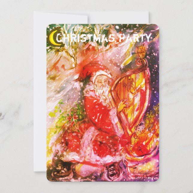 SANTA CLAUS SPIELEN HARP CHRISTMAS PARTY INVITE EINLADUNG (Vorderseite)