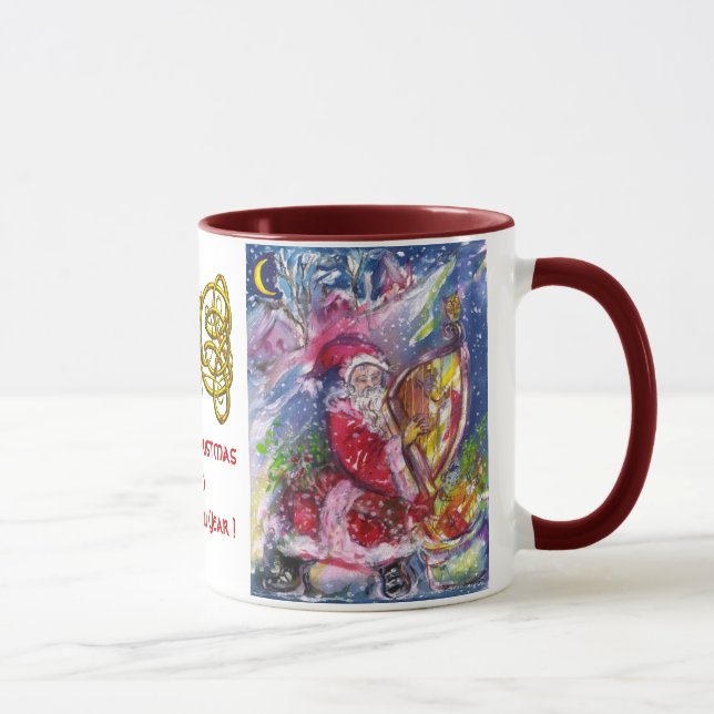 SANTA CLAUS SPIELEN HARP Gold Celtic Knots White Tasse (Rechts)