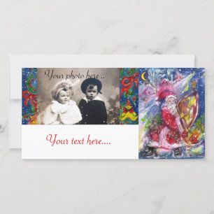 SANTA CLAUS SPIELEN HARP IM MONLIGHT FEIERTAGSKARTE