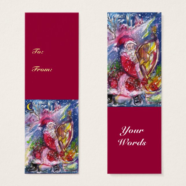 SANTA CLAUS SPIELEN HARP IN MONLIGHT Weihnachten (Vorne & Hinten)