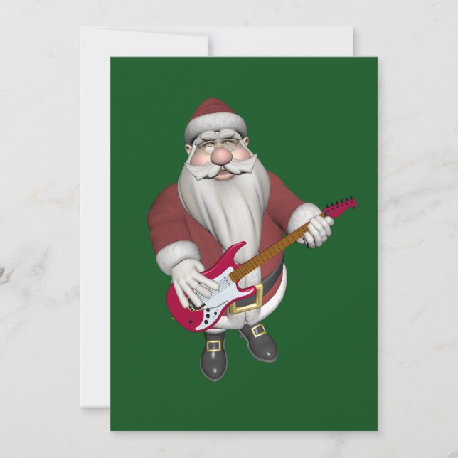 Santa Claus spielt Gitarre Feiertagskarte (Vorderseite)