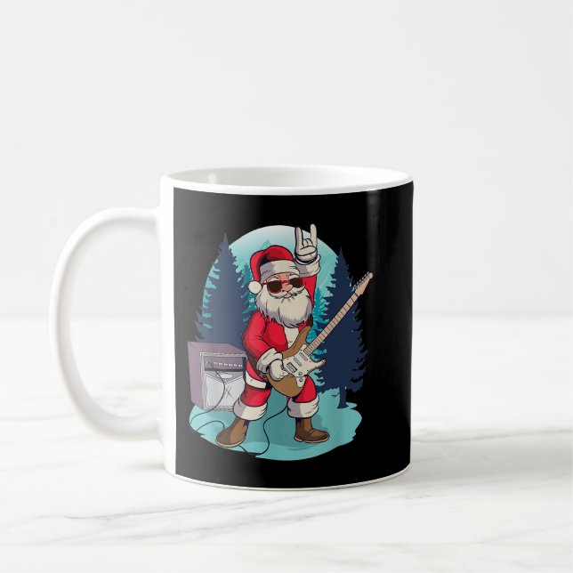 Santa Claus spielt Gitarre Funny Rock Christmas Mu Kaffeetasse (Links)