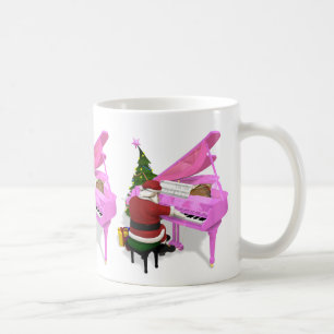 Santa Claus spielt rosa Klavier Tasse