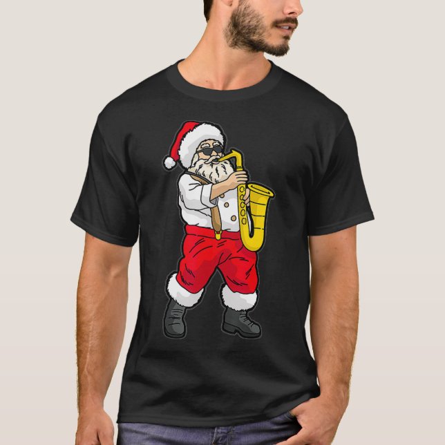 Santa Claus spielt Saxophon  T-Shirt (Vorderseite)